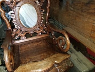 Antique heavy solid wood oriental chair