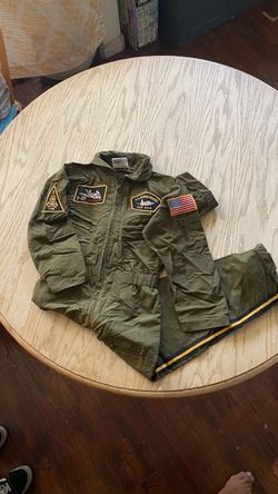 Top Gun Pilot Flight Suit Costume with Patches – Size 6-8 kids