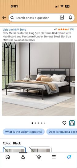 NNV Metal California King Platform Bed Frame Black