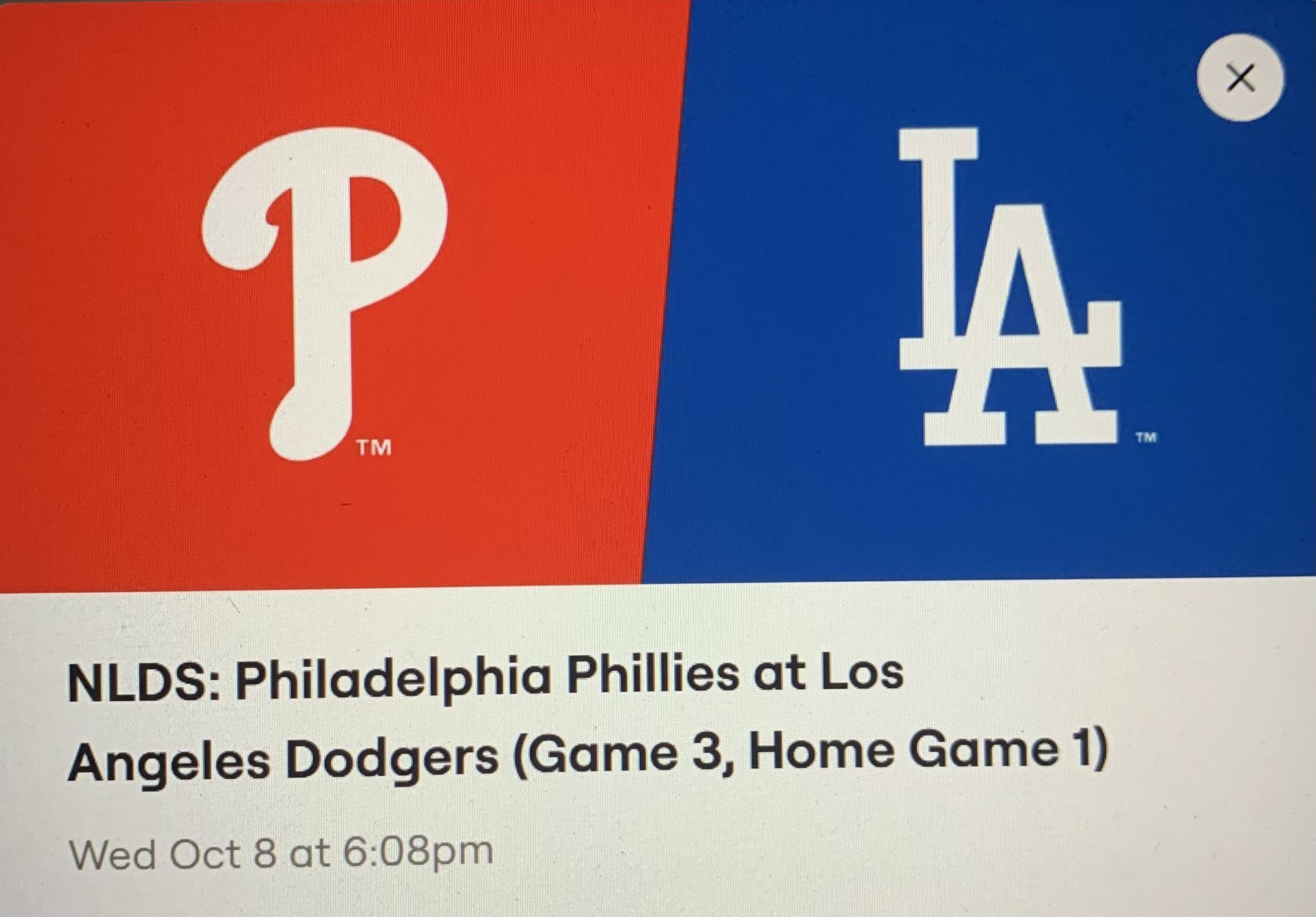 Philadelphia Phillies at Los Angeles Dodgers Tickets