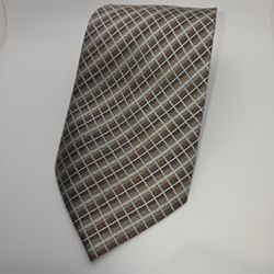 ATESETA FIRENZE TIE SILK White Brown Geometric Tie Made In Italy 