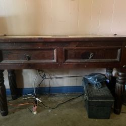 Hardwood  table with Stone 