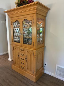 Lighted China Cabinet with Glass Doors