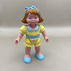 HTF Vintage Fisher Price Loving Family Dream Dollhouse  Birthday Party Girl Doll Figure Yellow Romper