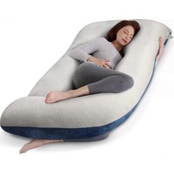 Pregnancy Pillows for Sleeping 55 Inches U-Shape Full Body Pillow and Maternity Support - for Back, Hips, Legs, Belly for Pregnant Women with Removabl