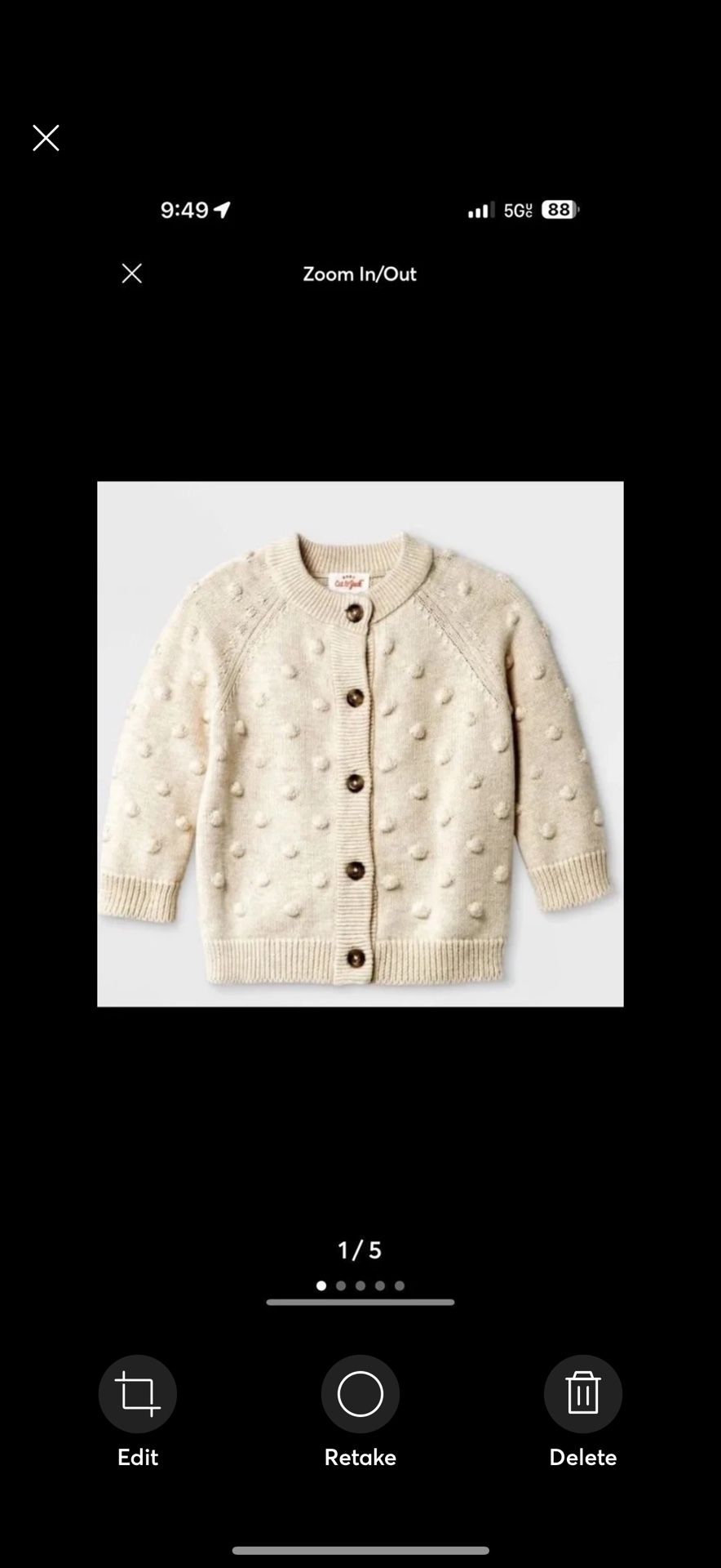 Cat & Jack baby bobble ivory cardigan 18