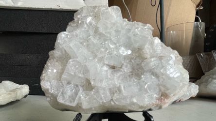 Apophyllite druse with doubly terminated crystals