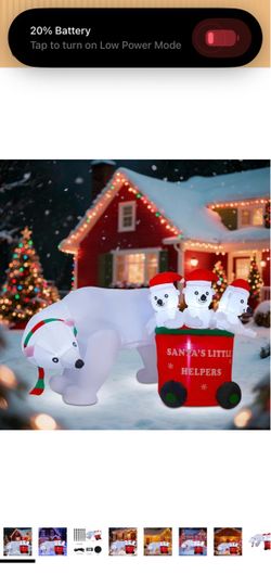 New DR.DUDU 7 FT Christmas Inflatables Polar Bear with Santa Hat, Christmas Bear Blow up Outdoor Decorations for Lawn Garden Yard Xmas Holiday Party