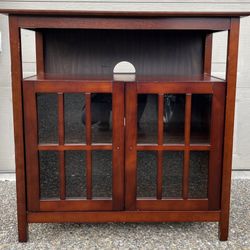 Mission Style Solid Wood Cabinet/TV Stand/4 Shelf/Glass Doors 