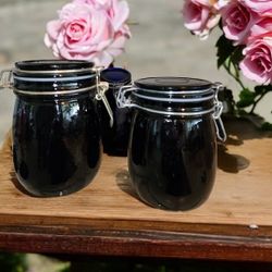 Vintage Black Amethyst Apothecary Jars