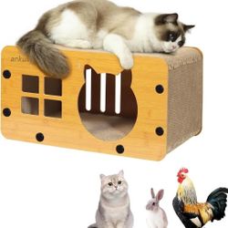 Easy to assemble:Just 5 simple steps to put the cat scratch house together, with clear and easy to understand english instructions, screws and screwdr