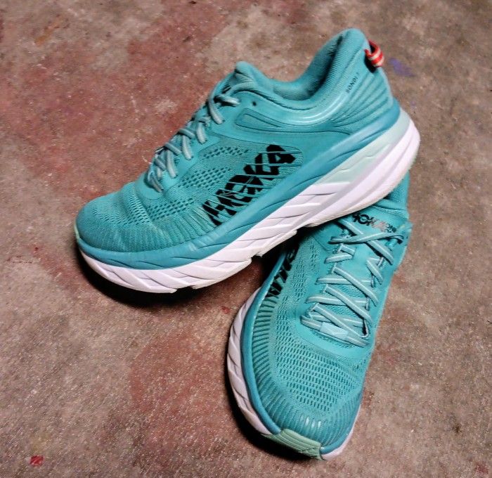 Hoka One One Bondi 7 Women’s Running Shoes – Size 8 Aqua/Teal