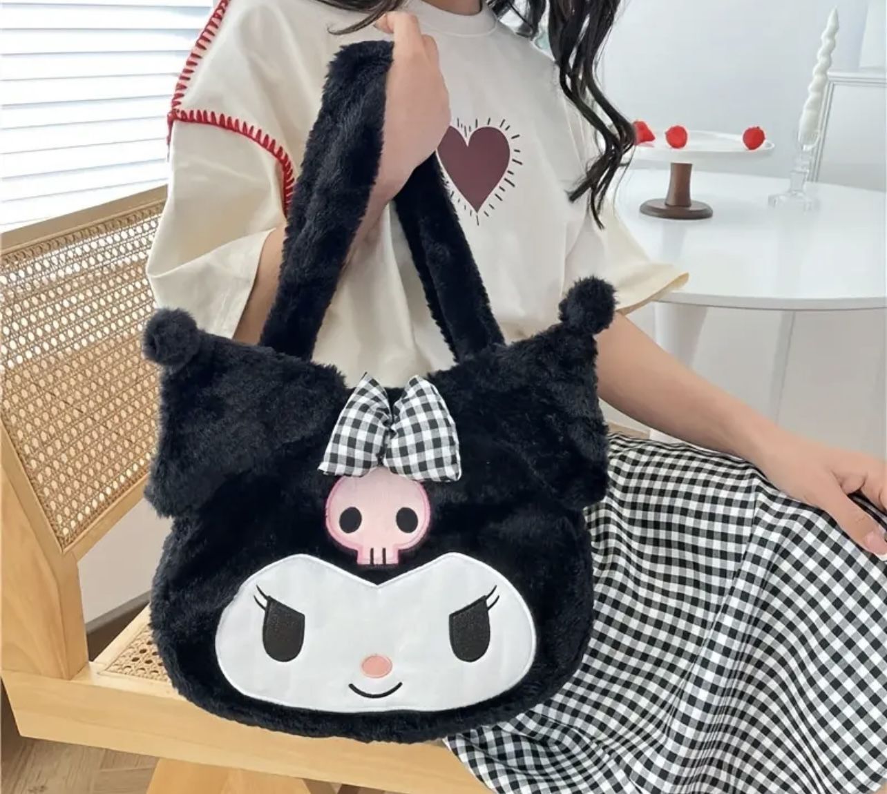 Sanrio Plush Kuromi Women Tote Handbags Shoulder Bag