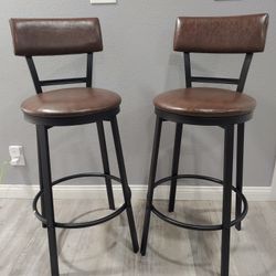 2pc Mneetrung 28" Counter Height Bar Stool Set (Brown)