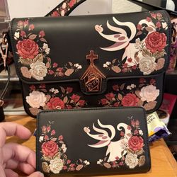 NBC Loungefly Crossbody Purse With Matching Wallet 