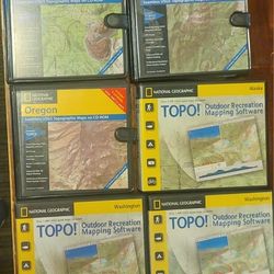 National Geographic Topo! PC Software 5 States Oregon Washington California New Mexico Alaska