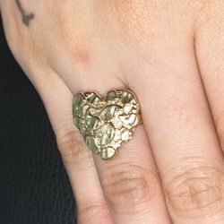 Gold Heart Nugget Ring