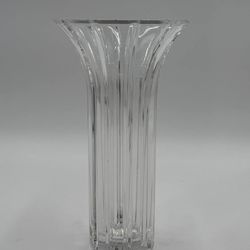 Marquis by Waterford Palladia Clear Crystal Flower Vase 9 1/4 In Tall Signed 