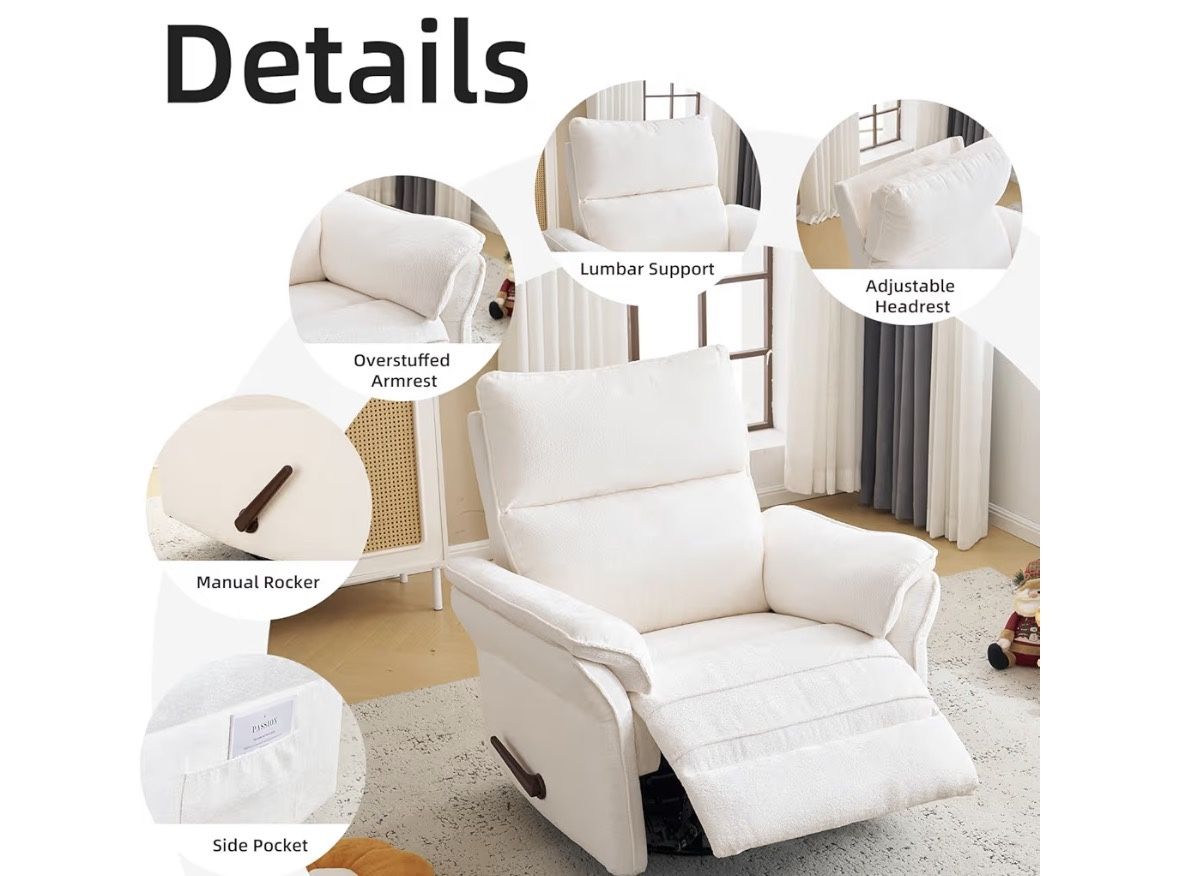 Rhevoy Extra Wide Recliner Glider Rocking Chair