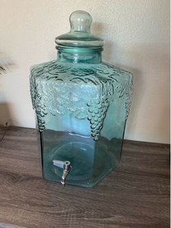 Vintage 5-gallon aqua glass beverage dispenser