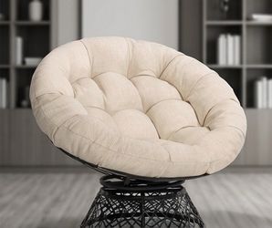 Papasan Outdoor & Indoor Chair - Black Frame and Sand (Light Brown) Cushion