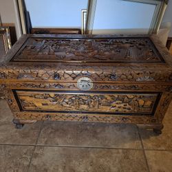 Antique Wood Carved Chest
