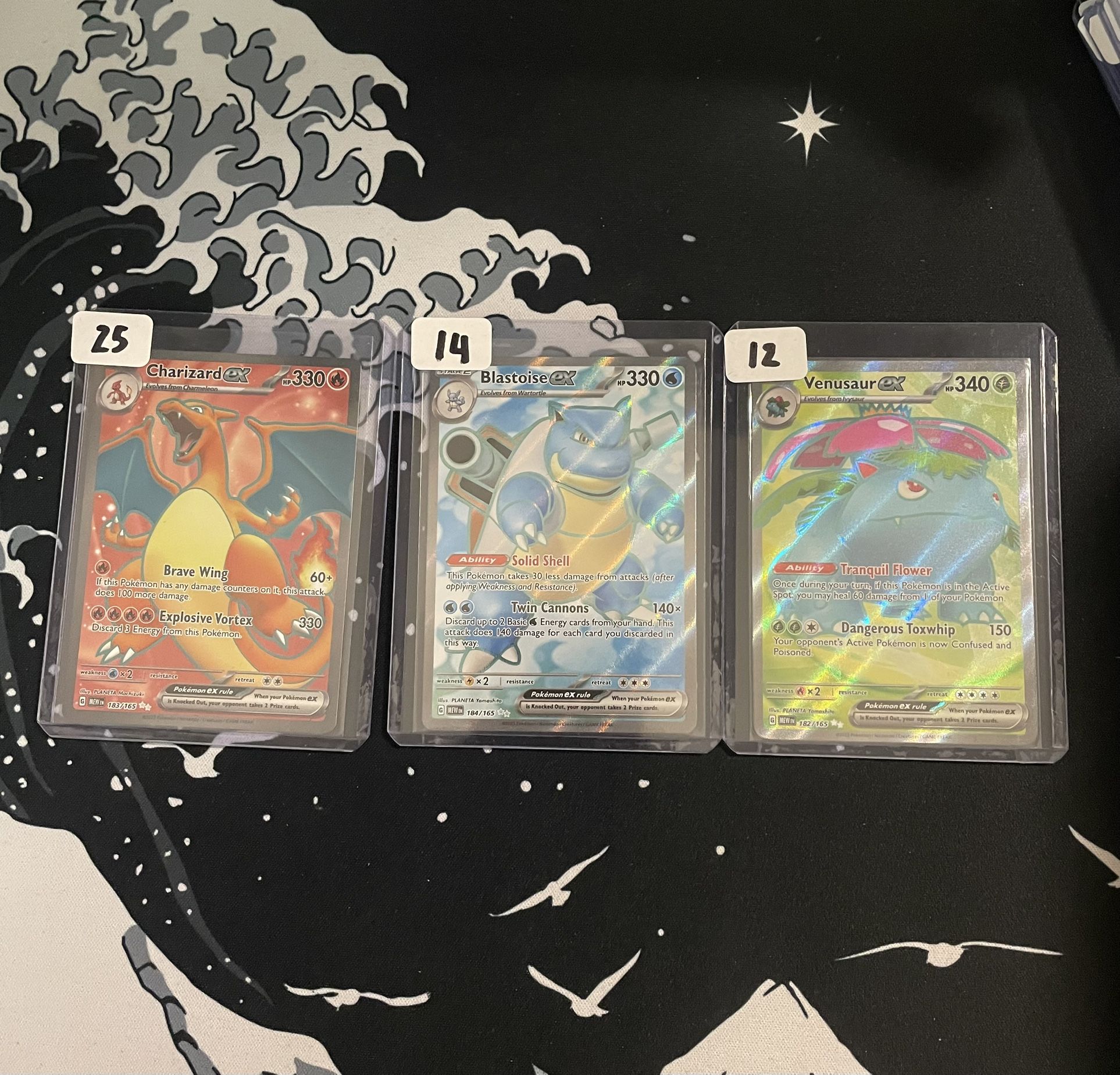 Charizard Ex #183, Blastoise Ex #184, Venusaur Ex #182