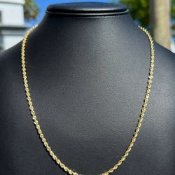 Jewelry 14k solid yellow gold Rope necklace chain 24.00" 3.00mm w lobster lock