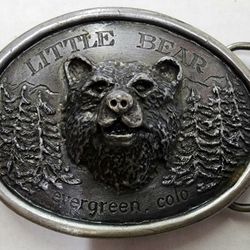 Belt Buckle Vintage 1974 Little Bear Evergreen Colorado Pewter