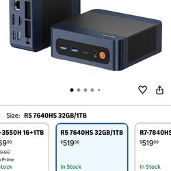 BOSGAME P3 Mix Mini PC, Mini Desktop Computer with AMD Ryzen 5 7640HS (up to 5.0 GHz), 32GB DDR5, 1TB PCIe SSD, 4K Triple Display, USB 4.0, Dual 2.5G 