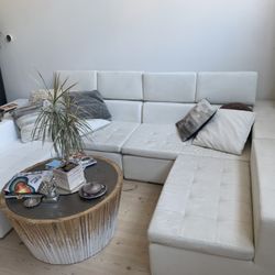 White Leather Sectional Couch