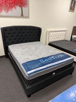 BedTech Mattress with Black Tufted Bed Frame