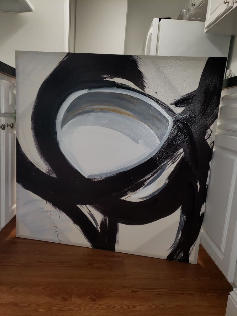 Large black/white canvas painting