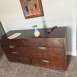 Wood Dresser And Mirror