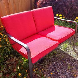 Metal Garden/Patio Bench With 2 Matching Chairs