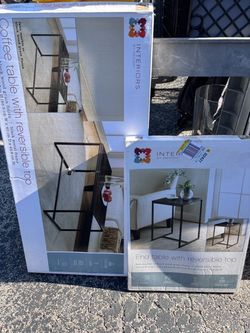 Reversible Top Coffee table and end table. New