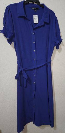 Elizabeth & Nicole Blue Button-Down Midi Dress XL