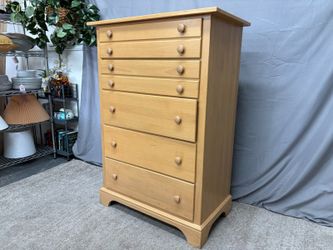 Blonde 5-Drawer Wooden Tallboy Dresser