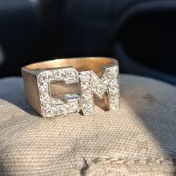 5.3 Grams Solid 14k With Real Diamond Initial Ring By Frost Nyc