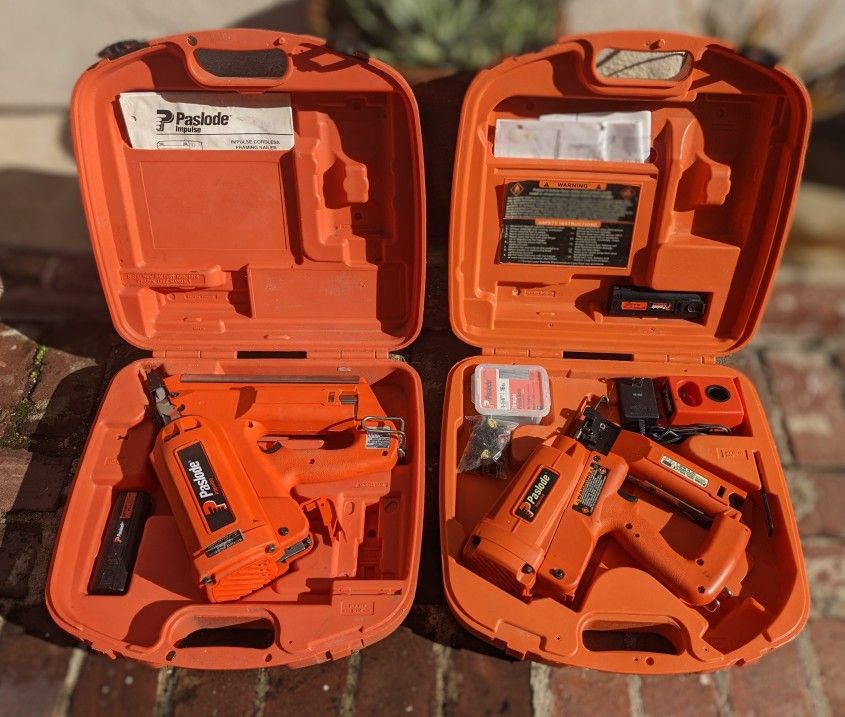 Paslode 900420-IMCT Cordless Framing Nail Gun & an Im250 II 900400 16 Gauge Straight Finish Nailer.