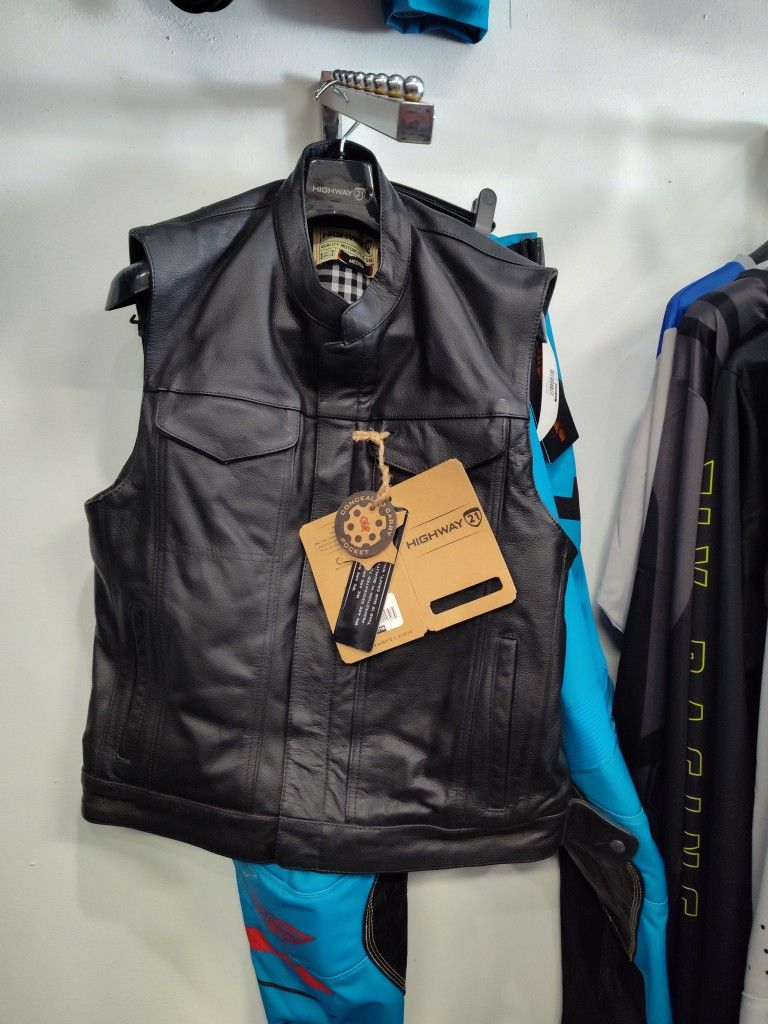 Highway 21 Motorcycle Club Leather Vest Special Deal $165