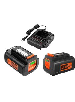 Replacement 40V Battery Lot (1 New 3.5Ah, 1 Used 2.0Ah) & Charger for black & decker