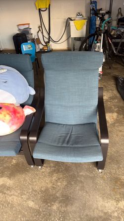 IKEA POÄNG Armchair with Blue Cushion