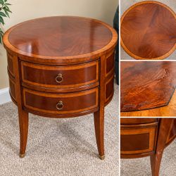 Ethan Allen Round Wood End Table – 26” – $75