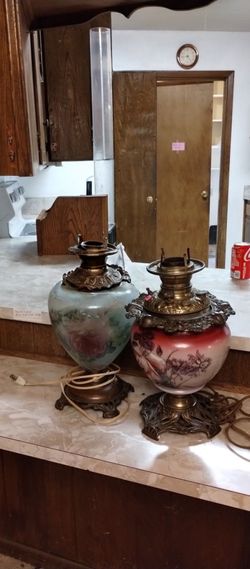 Vintage Hurricane Parlor Lamps