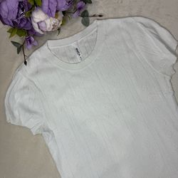 RVCA White Short Sleeve Knit Top