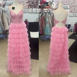 New With Tags Dave & Johnny Tiered Tulle Corset Top Long Formal Dress & Prom Dress $135