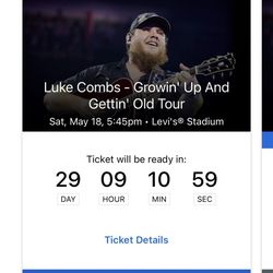 3x Tickets Luke Combs- Growing’ Up And Gettin’ Old Levi Stadium 5/18