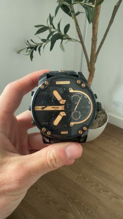 Diesel DZ7350 Black Gold Watch Multiple Time Zones 57mm