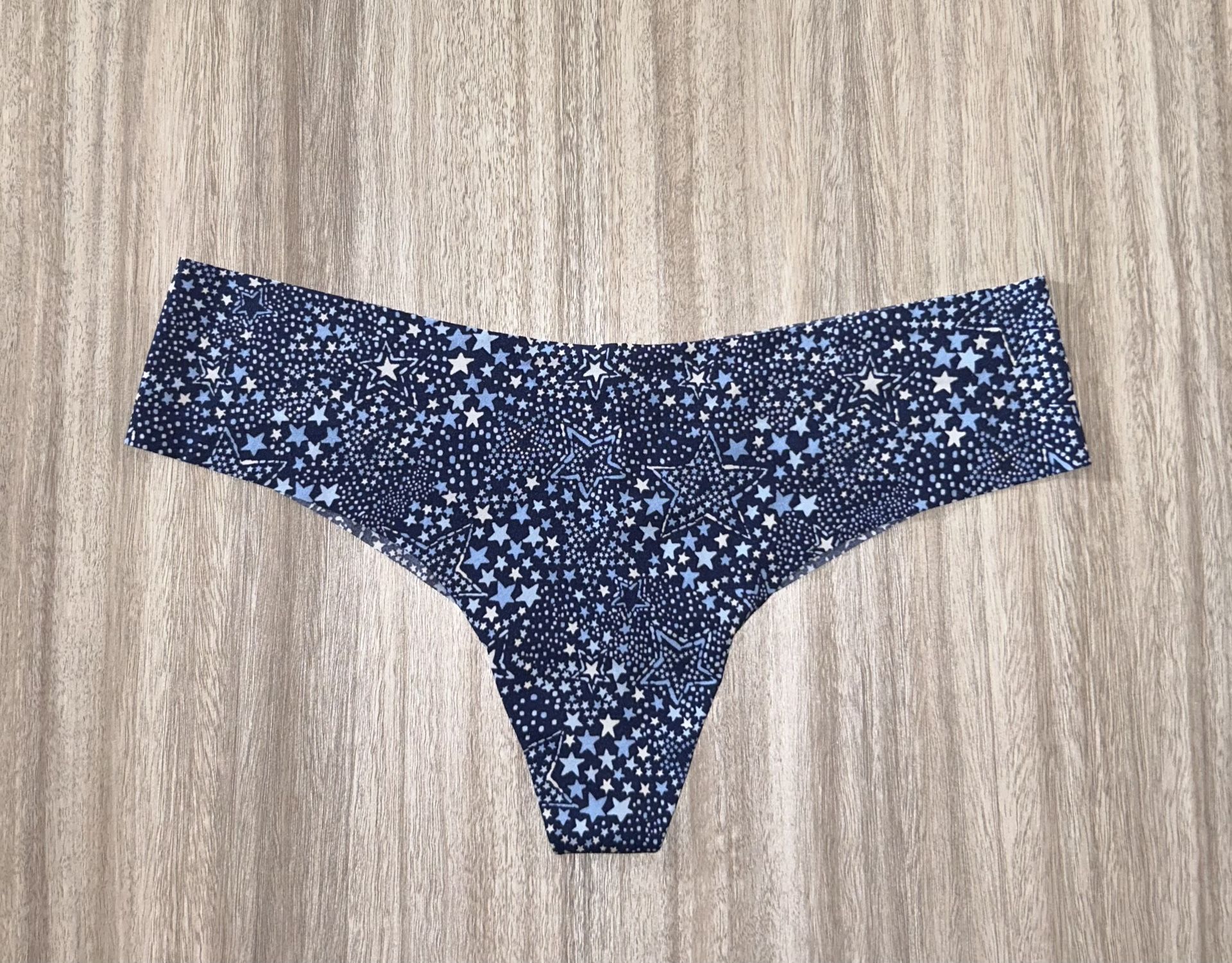 New Victoria Secret PINK Panties Thong XXL Blue Stars Seamless Super Soft